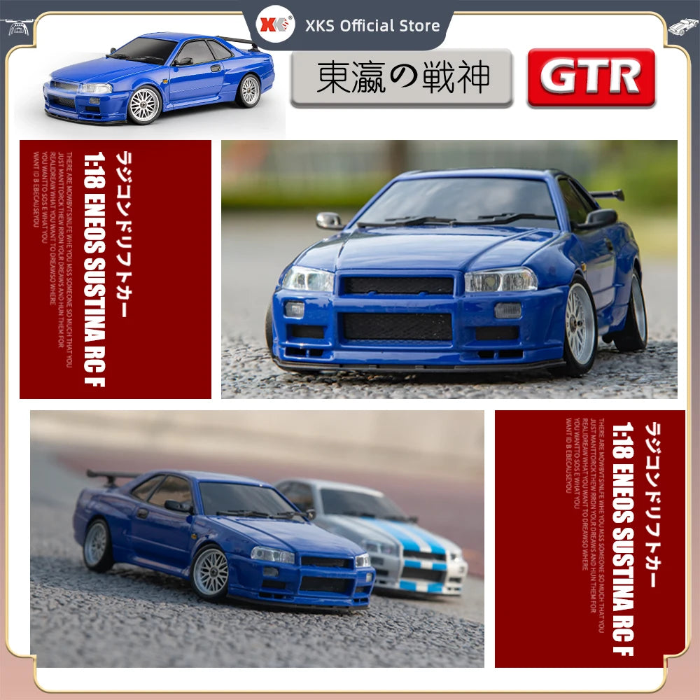 LDR/C LD1899 1/18 RC Model Drift Car GTR R34 Metal Alloy Body Shell Remote Control Car in Gyroscope Adult Children's Toys