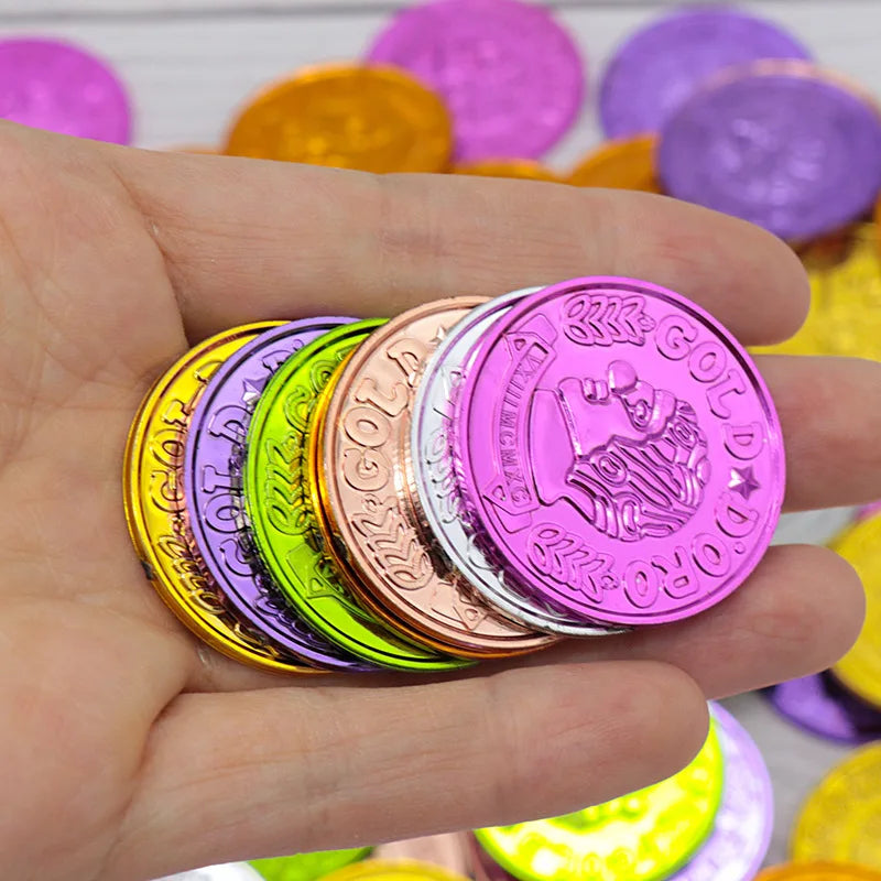 20/50/100pcs Plastic Pirate Coin Clown Pattern Kids Party Decor Fake Treasure Props Party Supplies Birthday Gift Children's Toys