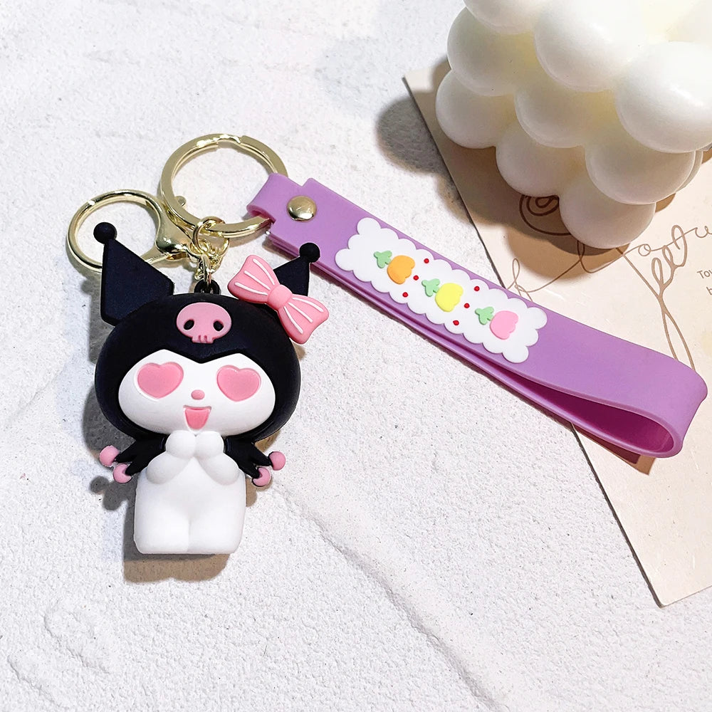 Sanrio Kuromi My Melody Keychain Cute Hello Kitty Cinnamoroll Bag Pendant Car Keyring Kawaii Anime Accessories Children's Toys