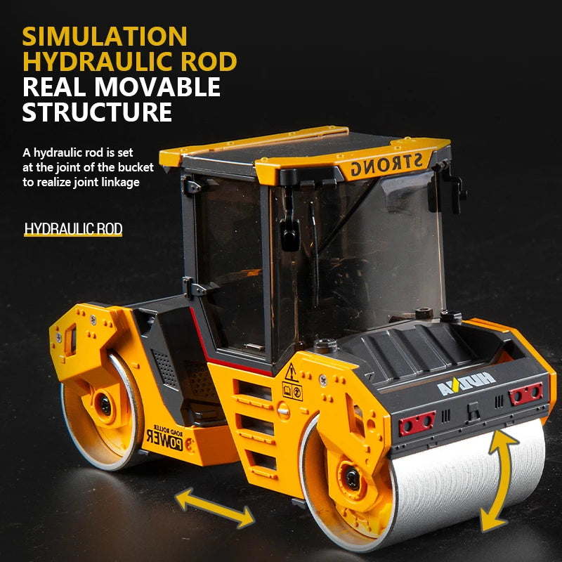 Huina 1/50 Diecast Construction Alloy Car Model Double Pressing Wheel Simulation Engineering Vehicles Cars Model Children's Toys