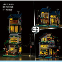 20201 813pcs Idea 3 in 1 Seaside Holiday Villa Building Blocks Construction Bricks Assembling Children's Toys Birthday Gift Set