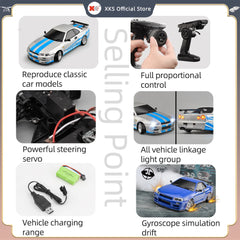 LDR/C LD1899 1/18 RC Model Drift Car GTR R34 Metal Alloy Body Shell Remote Control Car in Gyroscope Adult Children's Toys