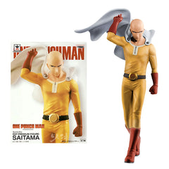 20CM Anime ONE PUNCH-MAN 3 Figure Bald Saitama Tornado Standing Cloak Model Children's Toys PVC Gift Static Collection Doll