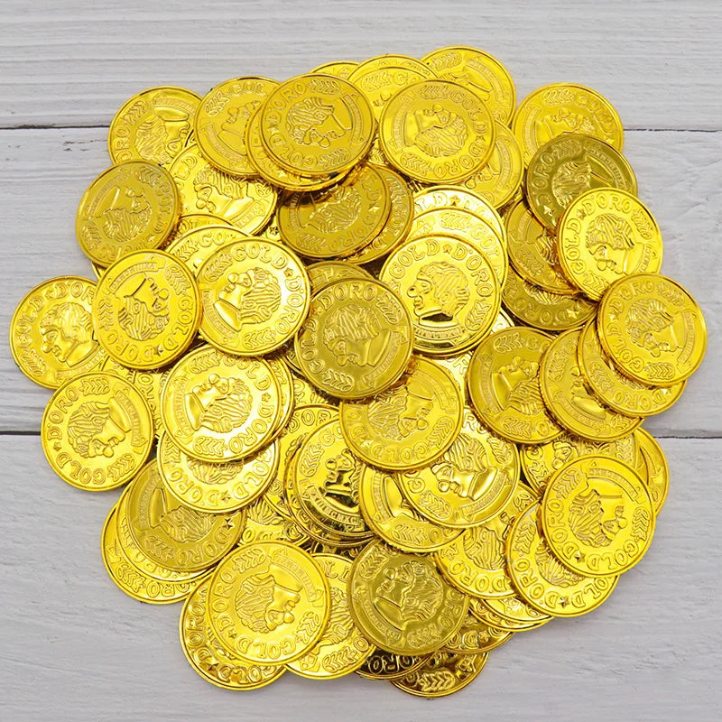 20/50/100pcs Plastic Pirate Coin Clown Pattern Kids Party Decor Fake Treasure Props Party Supplies Birthday Gift Children's Toys