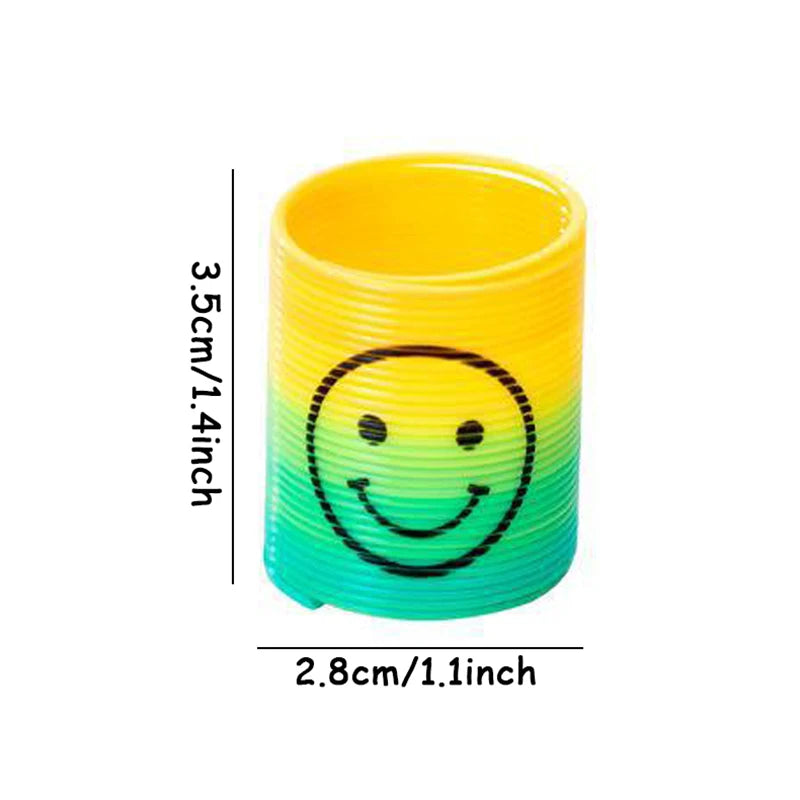 12pcs Children's Toys Colorful Spring Ring Mini Smiley Rainbow Ring Colorful Ring Elastic RingParty Game Activities Gift Toys
