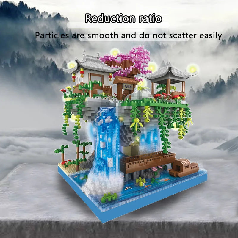 Taohuatan national style architecture high difficulty building block assembly toys desktop ornaments children's toys