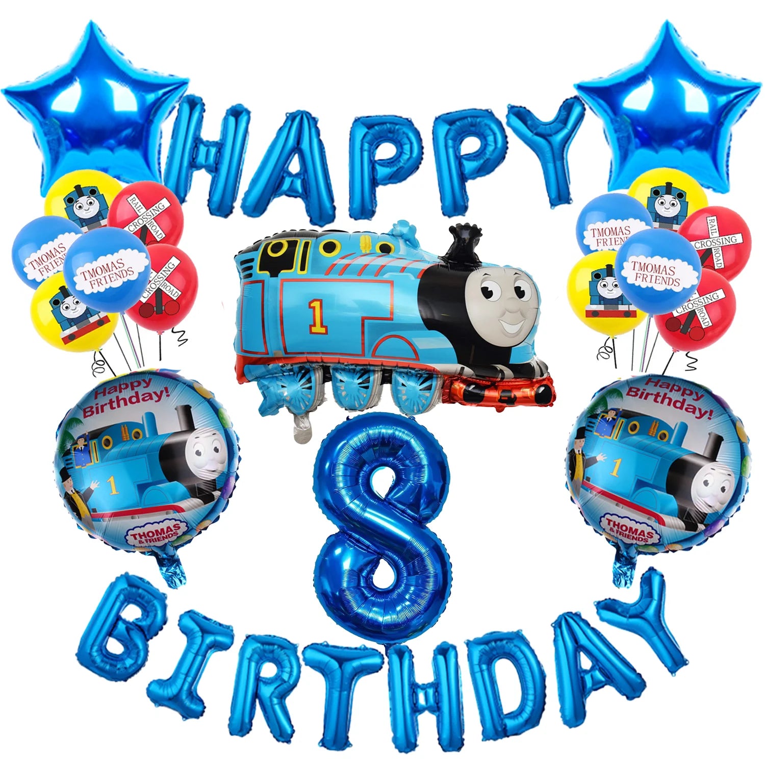 Thomas and Friends Birthday Decor  Foil Balloons Number Set 32 inch Gift Baby Shower Children's Toys Train Latex Balloons Kit