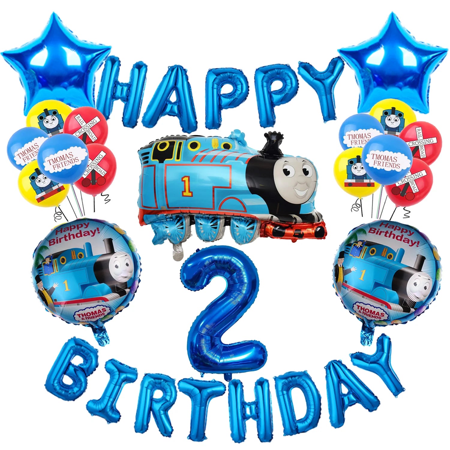 Thomas and Friends Birthday Decor  Foil Balloons Number Set 32 inch Gift Baby Shower Children's Toys Train Latex Balloons Kit