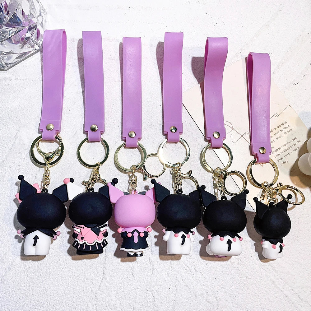 Sanrio Kuromi My Melody Keychain Cute Hello Kitty Cinnamoroll Bag Pendant Car Keyring Kawaii Anime Accessories Children's Toys