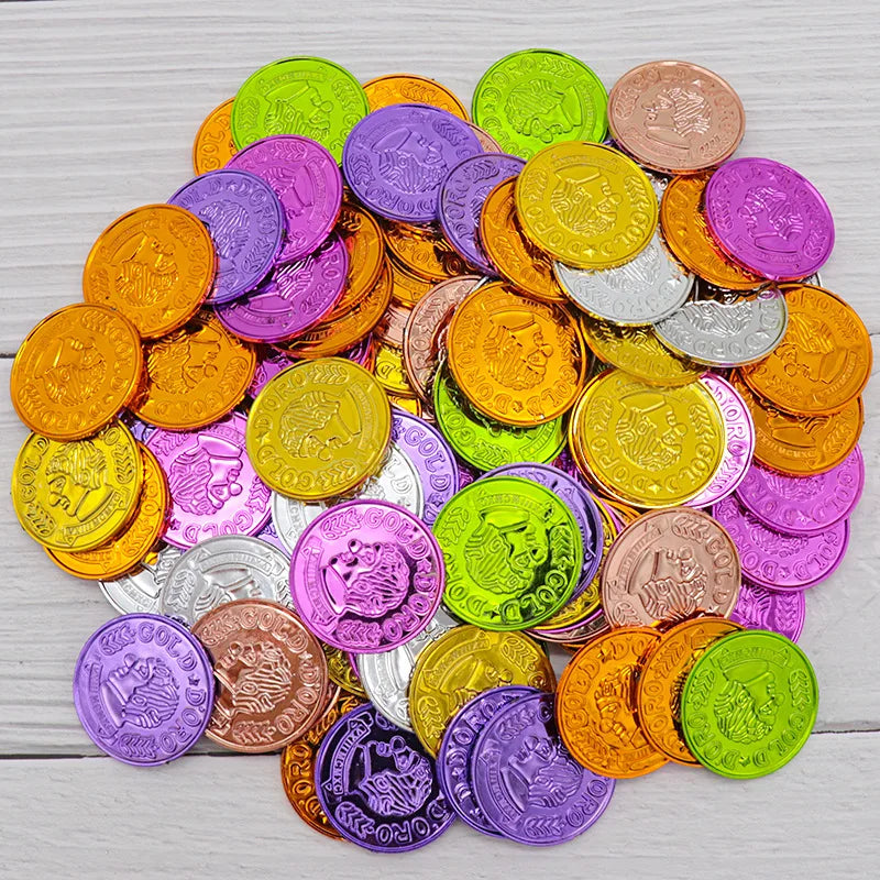 20/50/100pcs Plastic Pirate Coin Clown Pattern Kids Party Decor Fake Treasure Props Party Supplies Birthday Gift Children's Toys