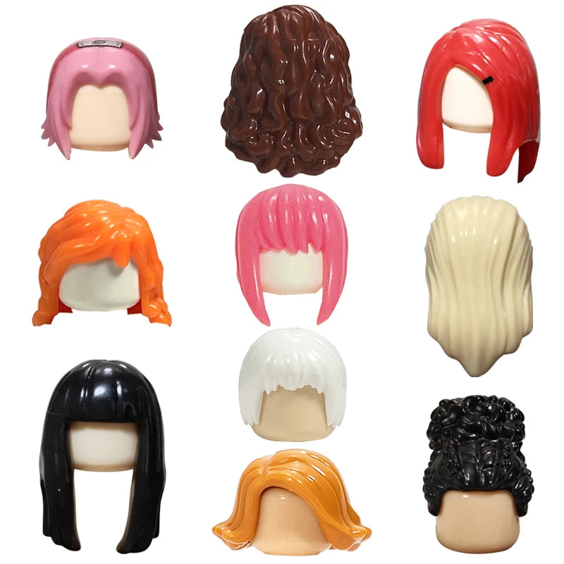 KT Min Building Blocks  Girl's  Curly Hair Accessories  Moc Bricks Sets Figures Hair Children's Toys