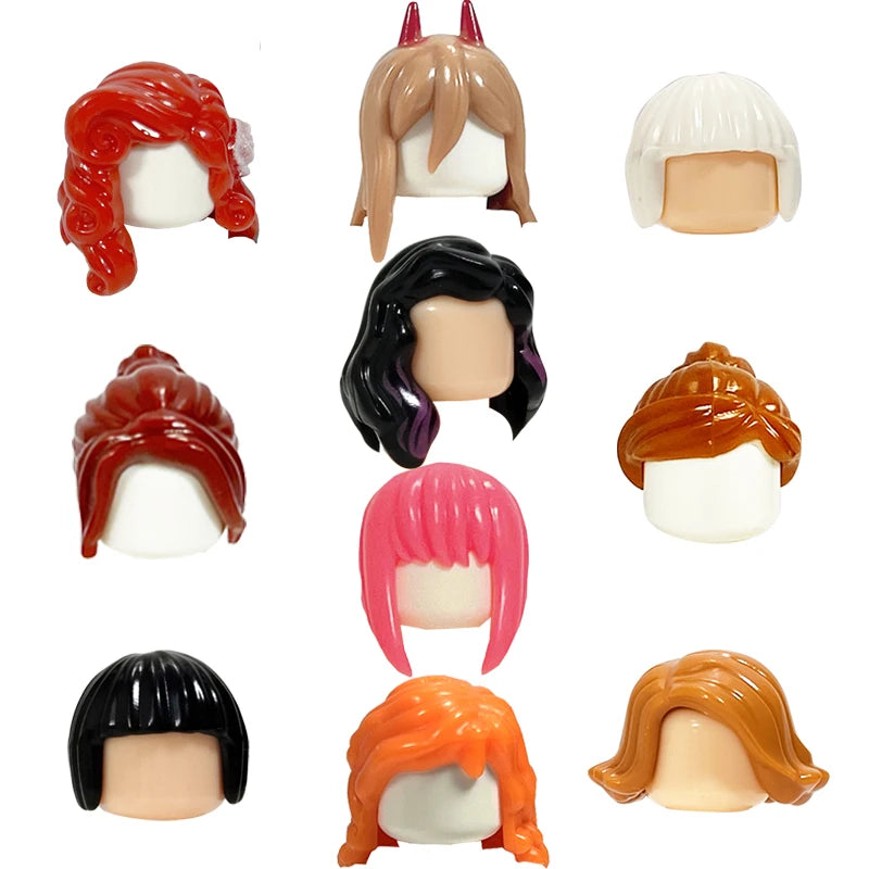 KT Min Building Blocks  Girl's  Curly Hair Accessories  Moc Bricks Sets Figures Hair Children's Toys