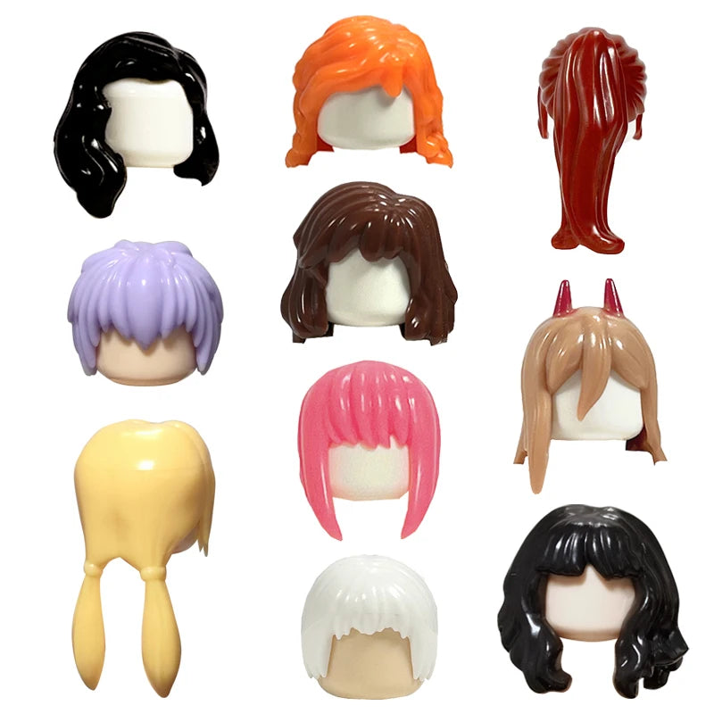 KT Min Building Blocks  Girl's  Curly Hair Accessories  Moc Bricks Sets Figures Hair Children's Toys