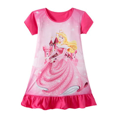 New Summer Anna Elsa Printing Cartoon Sleepwear Mermaid Girl Nightgowns Children Party Dresses Pajamas For Girls Dress