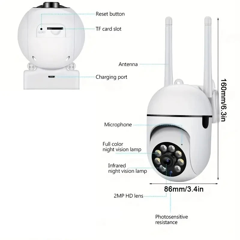 A7 IP Camera Smart Outdoor Home Security WIFI CCTV Surveillance with Color Night Vision Wireless HD 2-Way Audio Camera TF Card