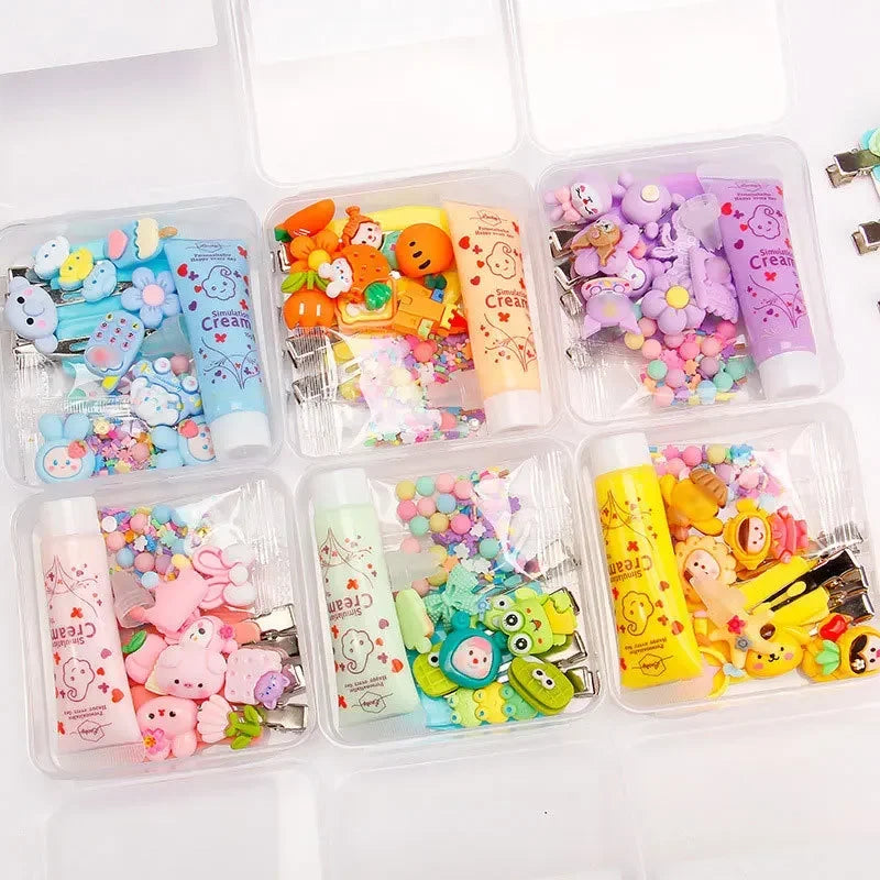 New Cream Gum Hair Clip Kindergarten DIY Handmade Bag Material Pack Cute Resin Accessories Clip Set Set Set for Children's Toys
