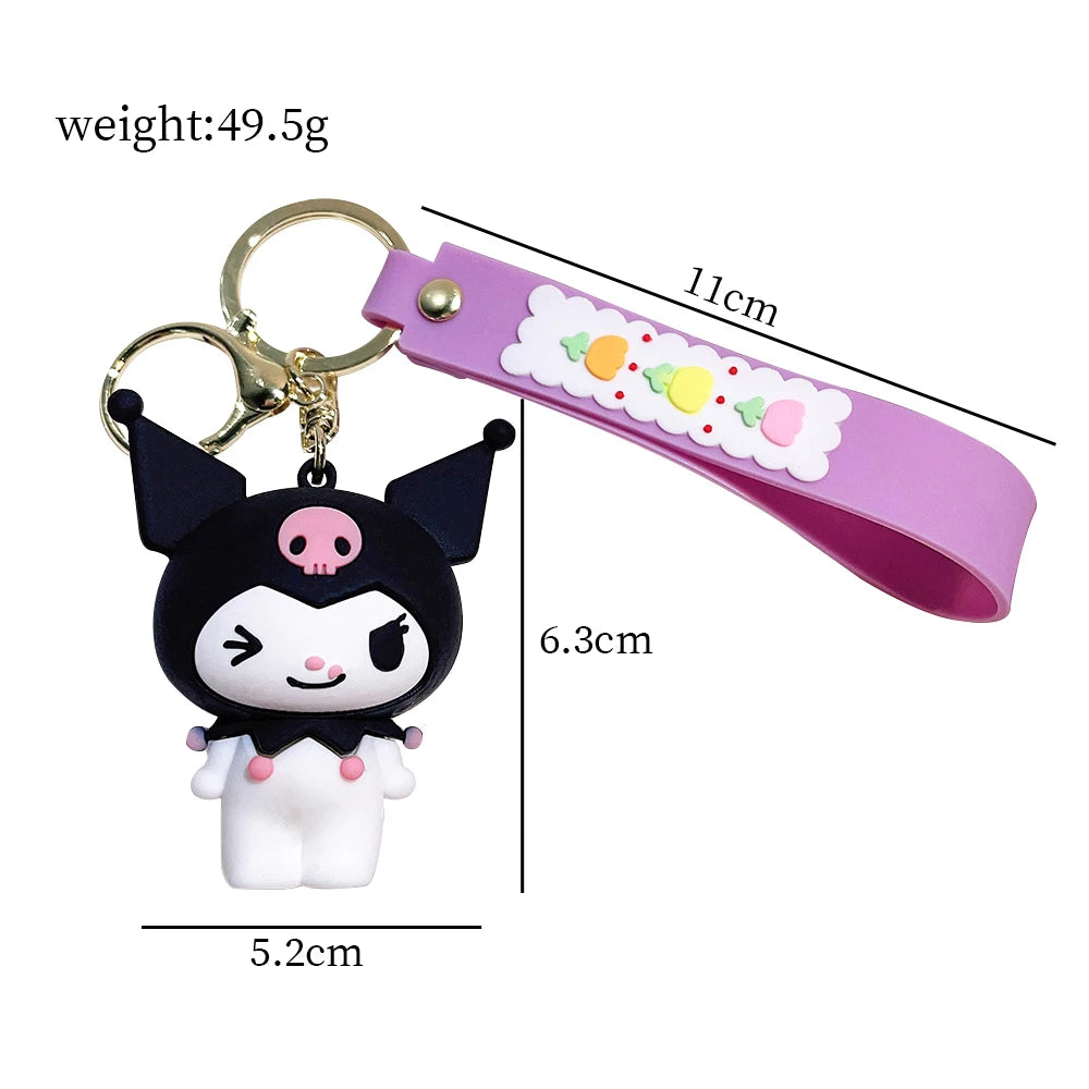 Sanrio Kuromi My Melody Keychain Cute Hello Kitty Cinnamoroll Bag Pendant Car Keyring Kawaii Anime Accessories Children's Toys