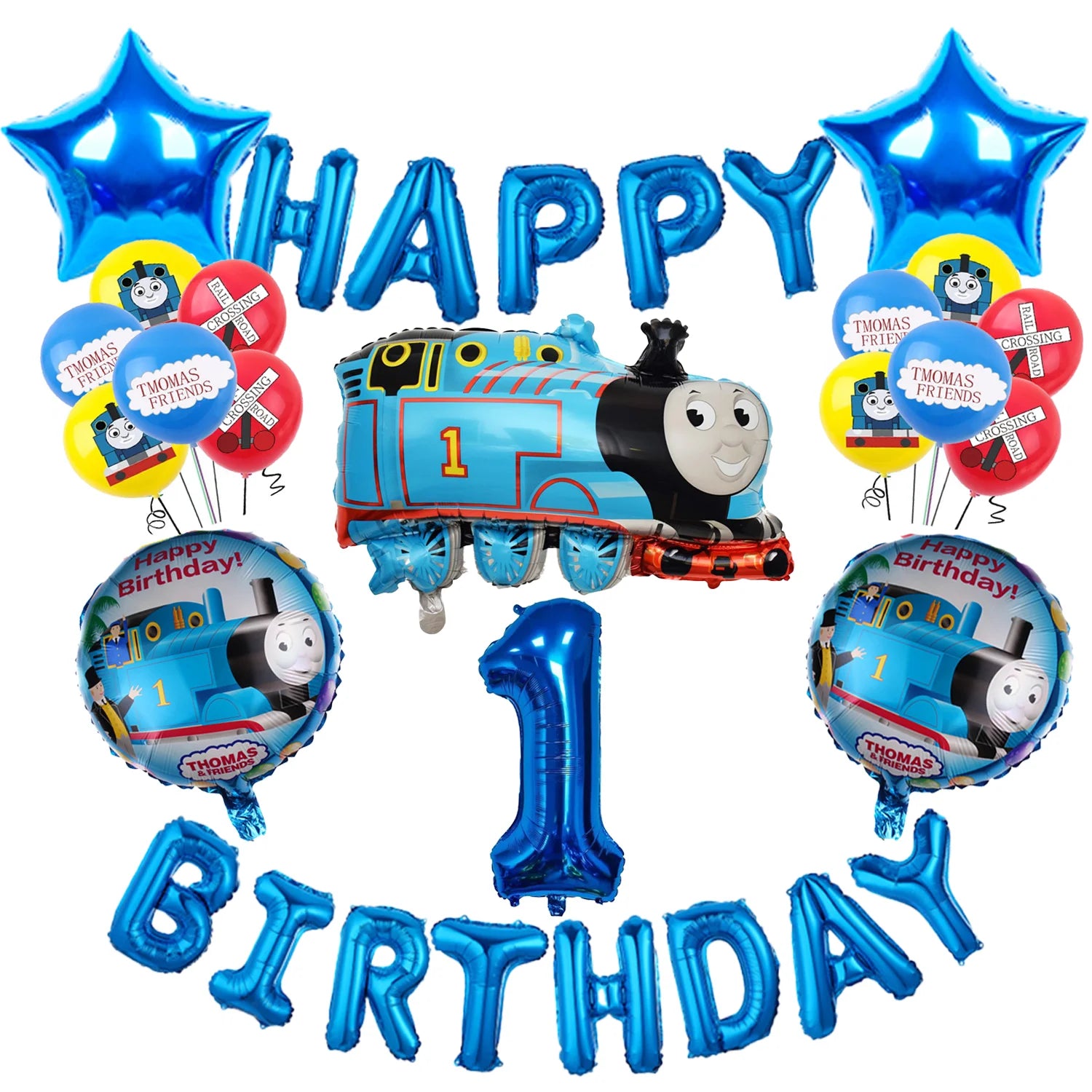 Thomas and Friends Birthday Decor  Foil Balloons Number Set 32 inch Gift Baby Shower Children's Toys Train Latex Balloons Kit