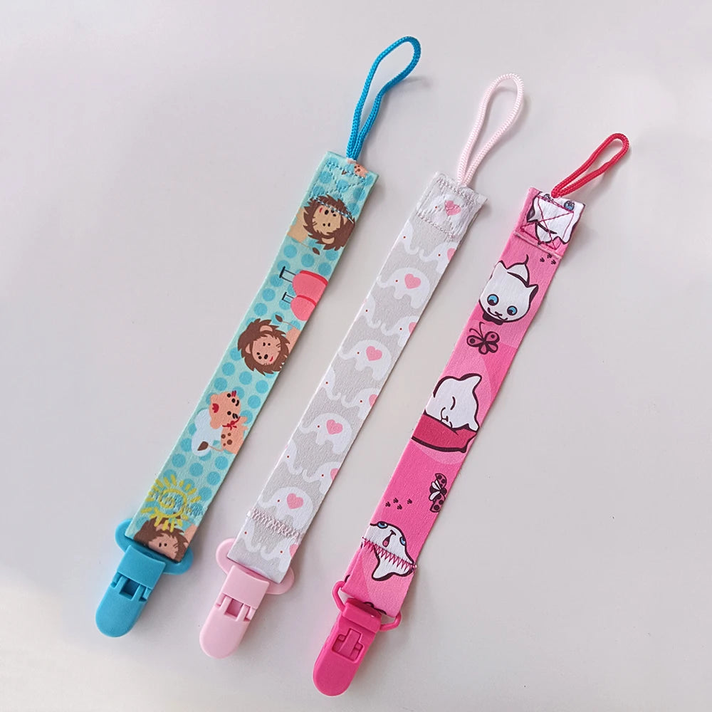 1/3pcs Cartoon cloth Fabric Baby pacifier chain Pacifier anti drop chain Anti loss clip for children's toys