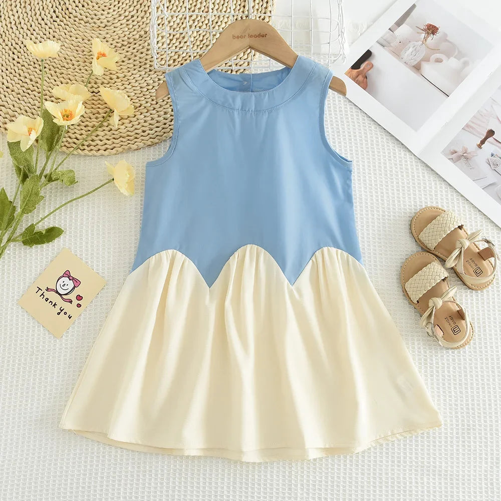 Bear Leader 2 3 4 5 6 Years Girls Princess Dresses Summer Mesh Patchwork Pink Sleeveless Dress Kids Clothing Children's Outfits