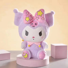 Sanrio Anime Tie Dye Toys Kawaii Kuromi Mymelody Cinnamorol Plush Bow Soft Stuffed Hello Kitty Birthday Gift for Children's Toys