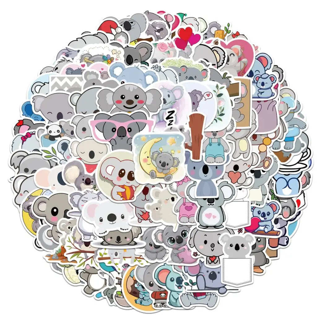 50/100PCS  Animal Cute Koala Stickers Cartoon Series Children's Toys Waterproof Diy Skateboard Guitar Bike Suitcase Decals