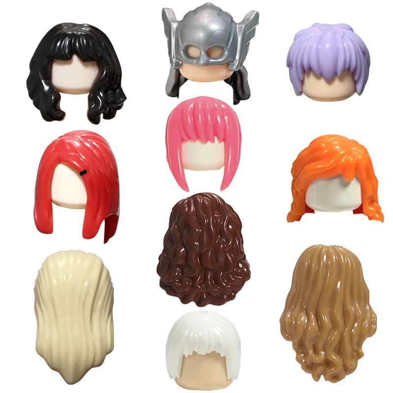 KT Min Building Blocks  Girl's  Curly Hair Accessories  Moc Bricks Sets Figures Hair Children's Toys