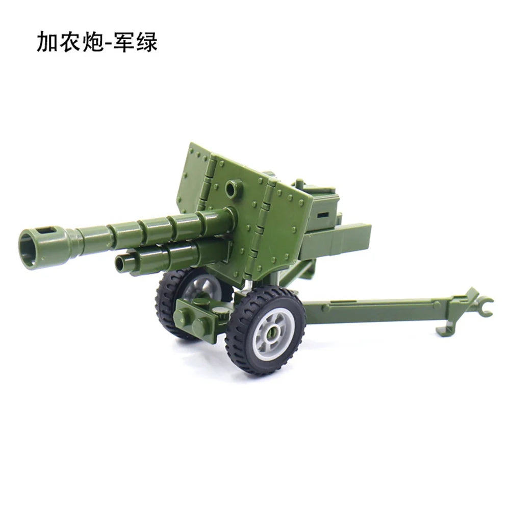World War 2 WW2 Army Military Soldiers Motorcycle Rocket Launcher Cannon Gun Figures Building Blocks Bricks Children's Toys ﻿
