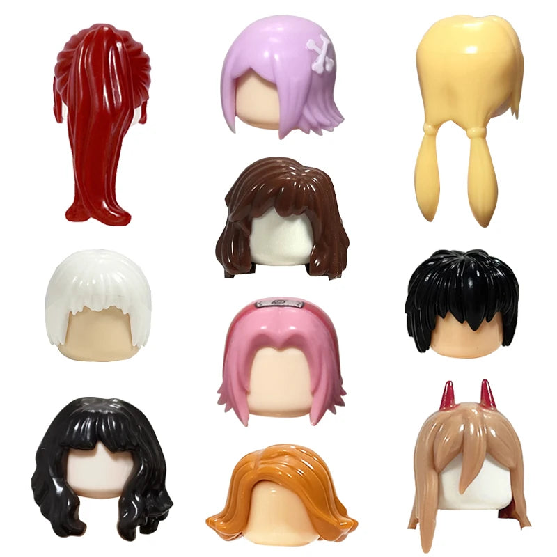 KT Min Building Blocks  Girl's  Curly Hair Accessories  Moc Bricks Sets Figures Hair Children's Toys