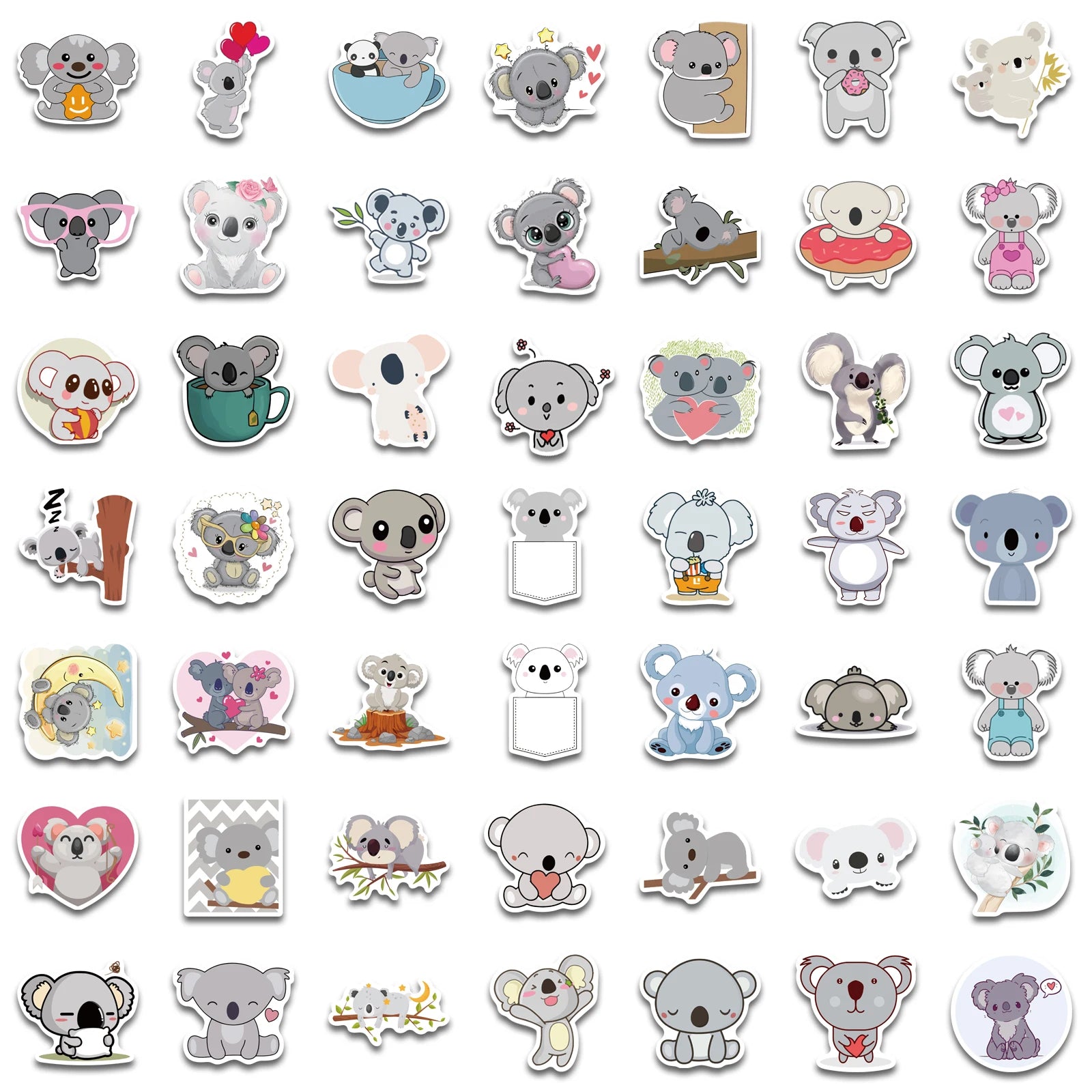 50/100PCS  Animal Cute Koala Stickers Cartoon Series Children's Toys Waterproof Diy Skateboard Guitar Bike Suitcase Decals