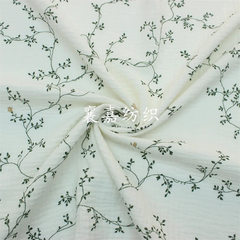 Muslin Fabric with Small Floral Print, 100% Cotton, Double Layer, Kids Clothing cloth and Home Textiles, 135x50cm