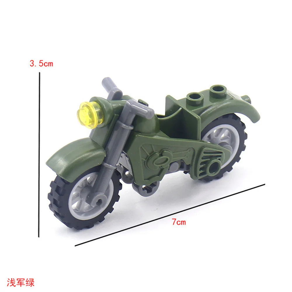World War 2 WW2 Army Military Soldiers Motorcycle Rocket Launcher Cannon Gun Figures Building Blocks Bricks Children's Toys ﻿