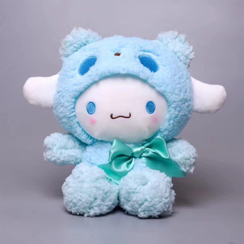 Sanrio Anime Tie Dye Toys Kawaii Kuromi Mymelody Cinnamorol Plush Bow Soft Stuffed Hello Kitty Birthday Gift for Children's Toys