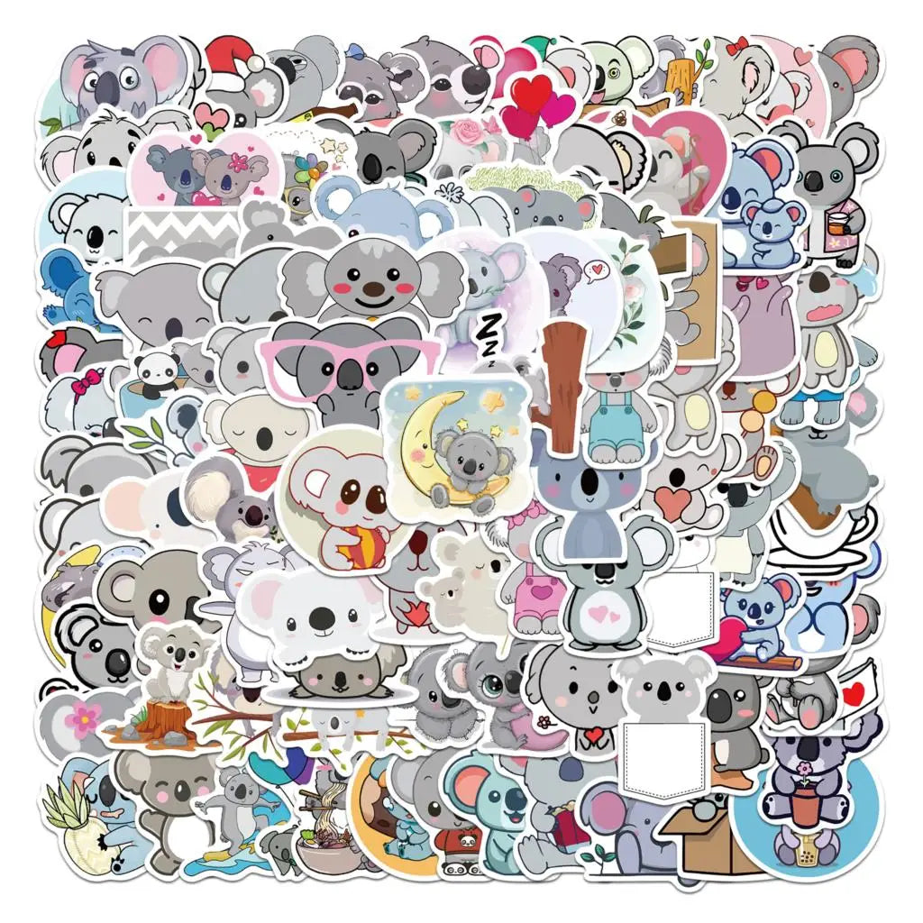 50/100PCS  Animal Cute Koala Stickers Cartoon Series Children's Toys Waterproof Diy Skateboard Guitar Bike Suitcase Decals