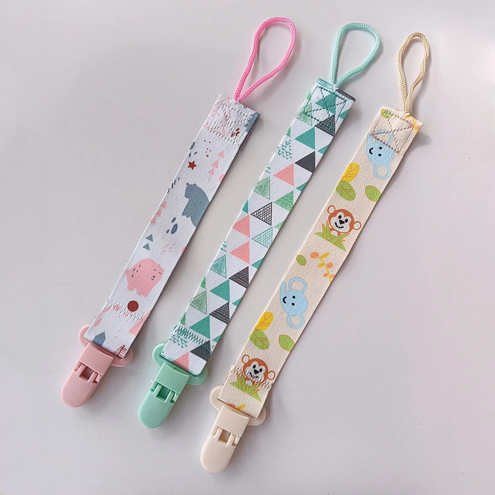 1/3pcs Cartoon cloth Fabric Baby pacifier chain Pacifier anti drop chain Anti loss clip for children's toys