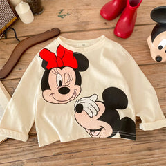 Boutique Fashion Kids Clothing Long Sleeve Tees Spring Autumn Cartoon Printed Baby Girls Base Shirt Crewneck Children Top Blouse