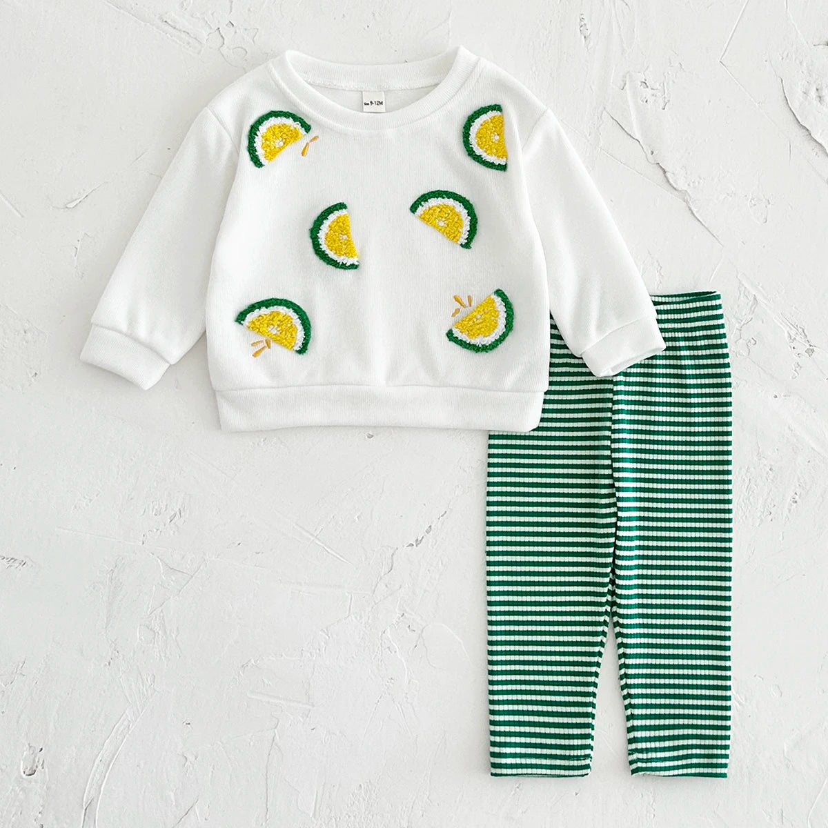 Baby Clothes Fall 2Pcs Lemon Embroidery Casual Tops Sweater + Loose Trouser Kids Clothing Outfits Toddler Newborn Baby Boy Girl