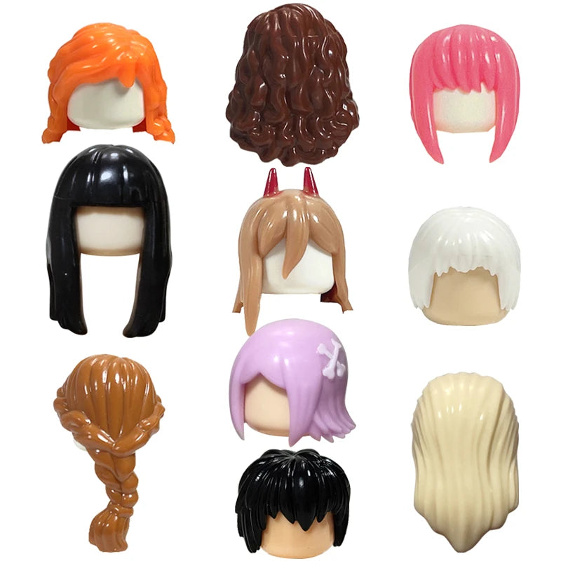 KT Min Building Blocks  Girl's  Curly Hair Accessories  Moc Bricks Sets Figures Hair Children's Toys