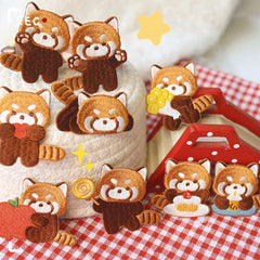 AHYONNIEX Red Panda Embroidery Patches for Boys Pants Stick On Patches Small Glue Sticker for Kids Clothing Repair Decoration