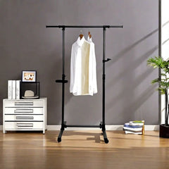 Short Clothing Racks for Hanging Clothes with Bottom Shelves and Wheels Heavy Duty Rolling Clothes Rack Kids Clothing Rack
