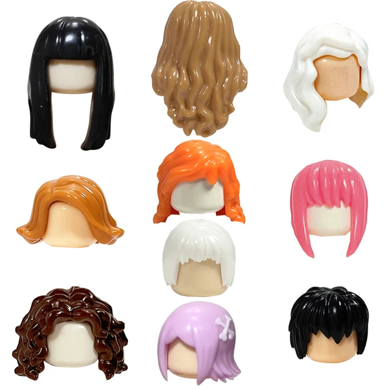 KT Min Building Blocks  Girl's  Curly Hair Accessories  Moc Bricks Sets Figures Hair Children's Toys