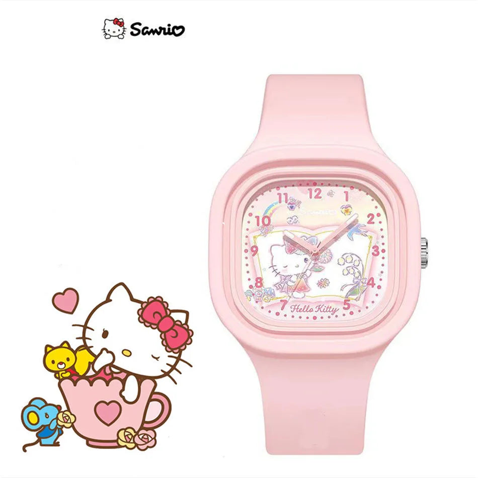Sanrio Kawaii Hello Kitty Watch My Melody Cinnamoroll Student Cartoon Versatile Silicone Watch Children's Toys Festival Gift