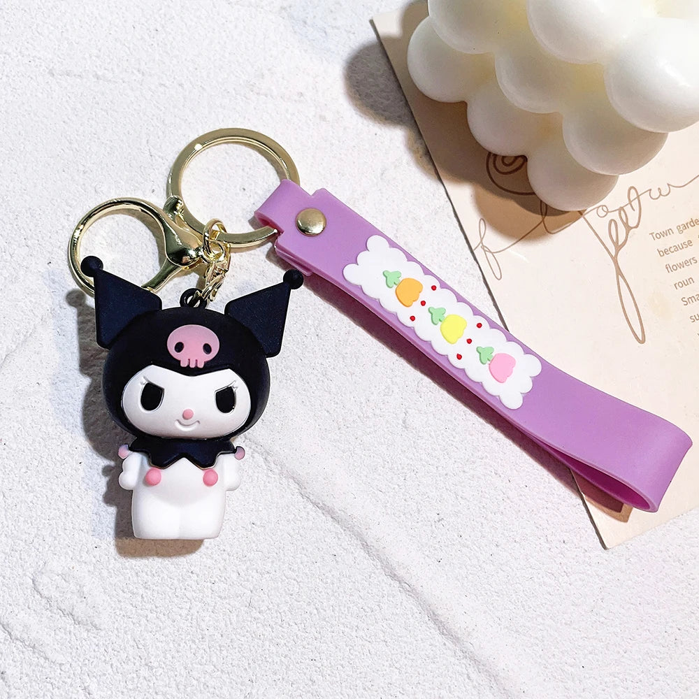 Sanrio Kuromi My Melody Keychain Cute Hello Kitty Cinnamoroll Bag Pendant Car Keyring Kawaii Anime Accessories Children's Toys