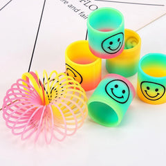12pcs Children's Toys Colorful Spring Ring Mini Smiley Rainbow Ring Colorful Ring Elastic RingParty Game Activities Gift Toys