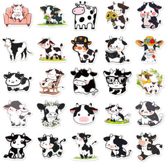 50 pcs cute black and white cow sticker cartoon creative cool expression sticker stationery sticker DIY sticker children's toys