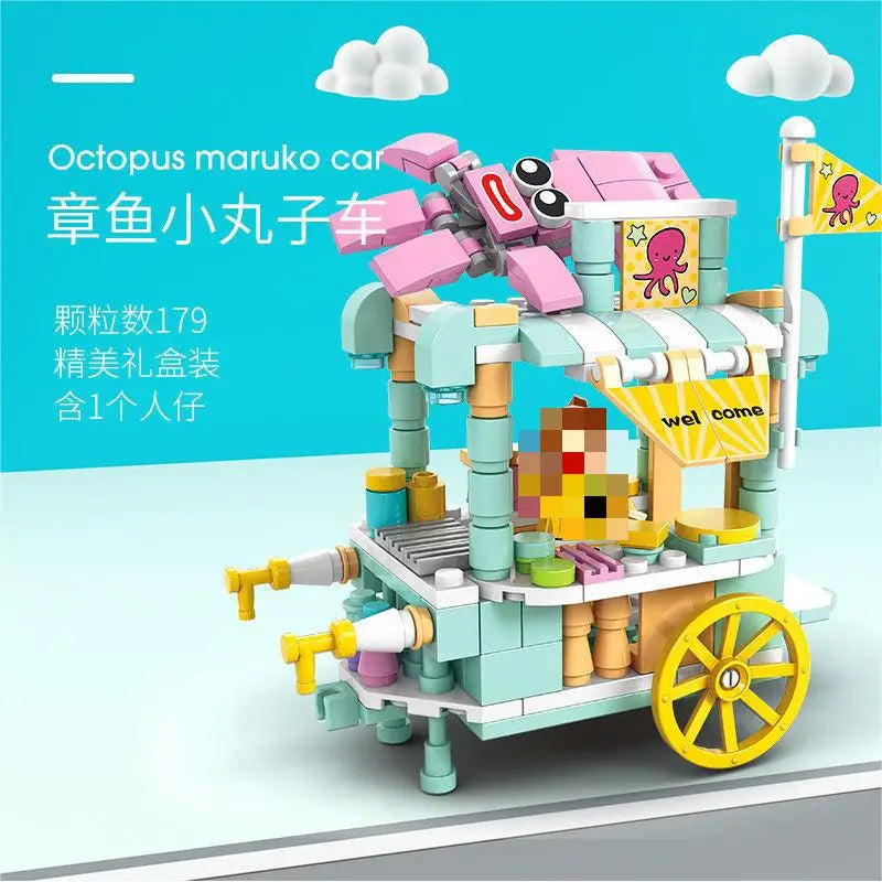 Snack cart Building Blocks Mini City Store Street View Snack Street Children's Toys Boys and Girls Gifts Compatible With Lego