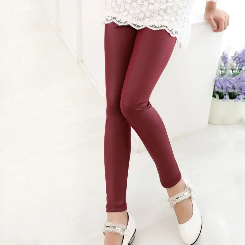 Spring Children's Pants for Girls Fashion Faux Leather Girls Leggings Thin Kids Skinny Trousers Kids Clothing Girl Pencil Pants