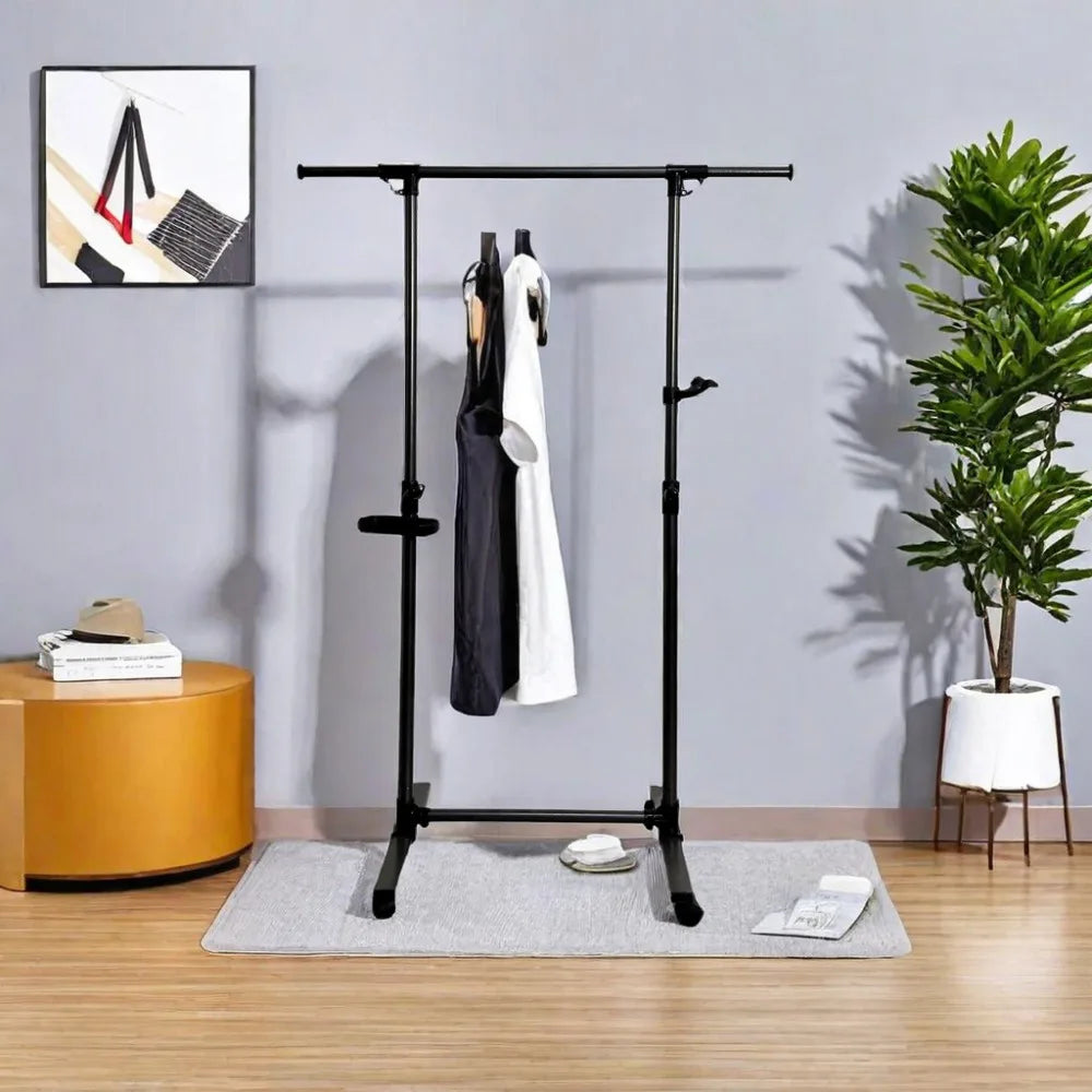Short Clothing Racks for Hanging Clothes with Bottom Shelves and Wheels Heavy Duty Rolling Clothes Rack Kids Clothing Rack