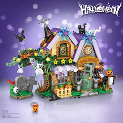 Mini Building Blocks Halloween Haunted House Model Ornaments Creative Assembled Bricks Children's Toys Gifts Home Ornaments