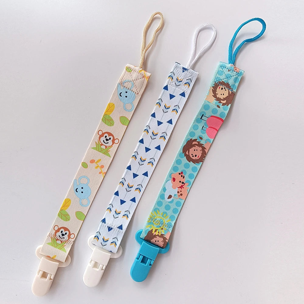1/3pcs Cartoon cloth Fabric Baby pacifier chain Pacifier anti drop chain Anti loss clip for children's toys